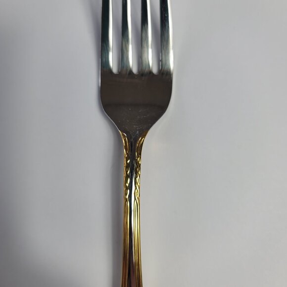 Yamazaki Tasha Dinner Fork Stainless Gold Trim 7 1/2 Silverware Flatware - Picture 8 of 13